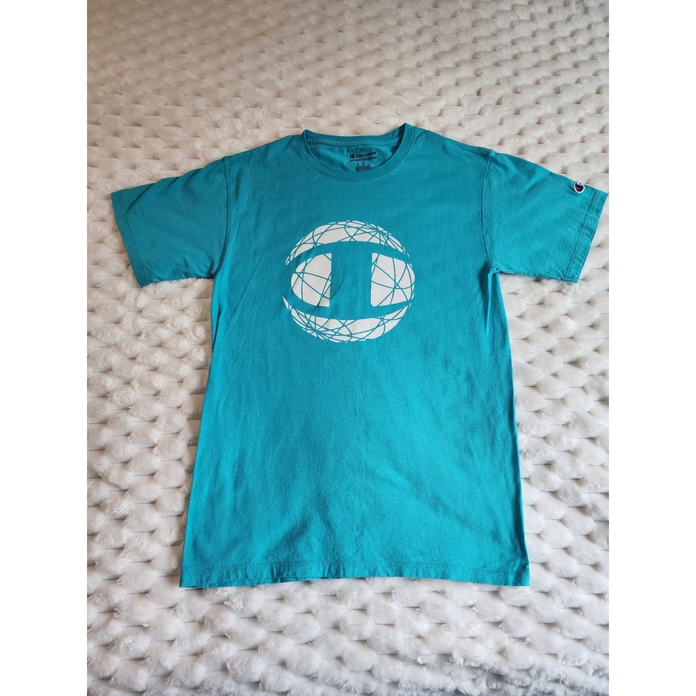 Champion Mens Small Teal‎ Graphic Logo Short Sleeve T-Shirt